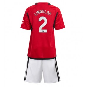 Manchester United Victor Lindelof #2 Domaci Dres za Dječji 2023-24 Kratak Rukavima (+ kratke hlače)